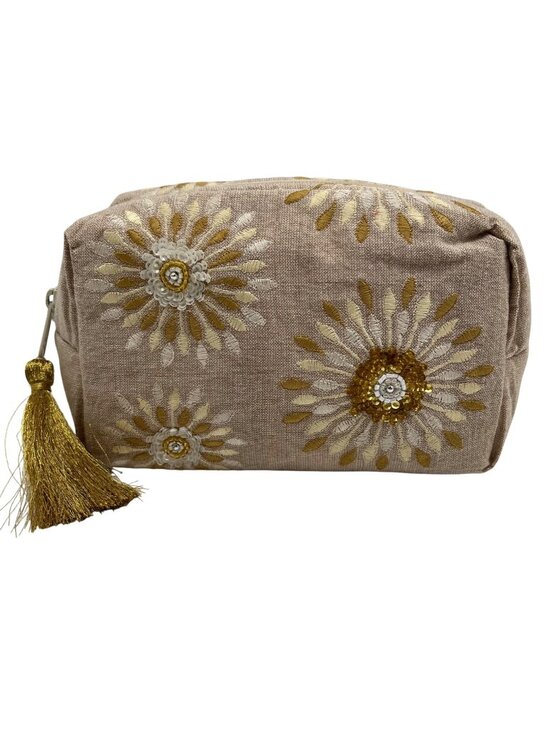 MMS Brands Handbags - MMS Brands Brown Floral Fabric Pouch